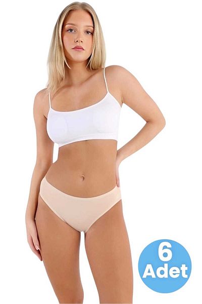 Uniquetrenders Chiloți de bikini din țesătură din jerseu pieptănat din bumbac pentru femei Chiloți de bikini pentru femei 6 buc