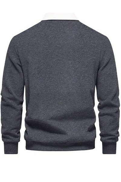 GHASSY CO. Ghassy Co. Men's Retro Color Blocked Cotton Shirt Collar Sweatshirt