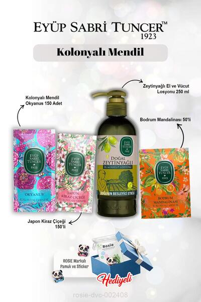 Eyüp Sabri Tuncer Okyanus ve Kiraz Çiçeği 150'li, Mandalina 50'li Mendil Seti...