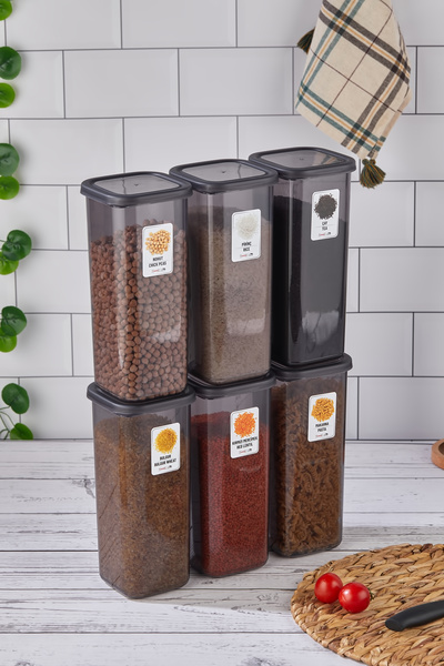 Home Austin 12-Piece 24-Piece Square Storage Set - Food and Pulses with Label 1900 ml