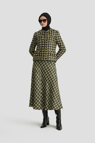 Armine Green Glitter Tweed Skirt - 24K1722