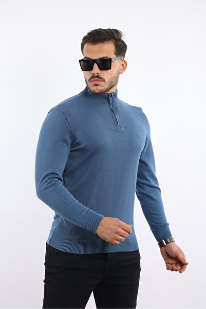 rugatchi %100 Pamuk Tüylenme Yapmayan Yarım Fermuarlı Triko Siyah