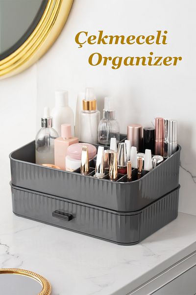 Porsima 0619 Model Anthracite Organizer Μακιγιάζ και Μπιζουτέρ - Κουτί κοσμημάτων με συρτάρια