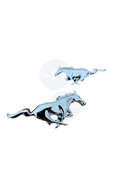 mes store Koşan At Metal Arma Mustang Metal Arma Set Çamurluk Logosu 2'li 9cmx4cm