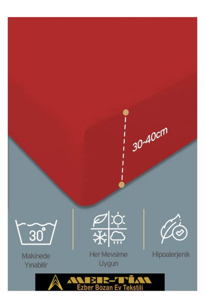 mer-tim ezberbozan ev tekstili Mer-Tim Cotton Ranforce Double Elastic Fitted Sheet and Pillowcase Set