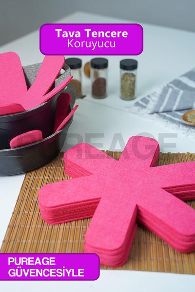 pure age 9'lu Kalın Keçe Seti Tava Tencere Ve Borcam Koruyucu Çizdirmez