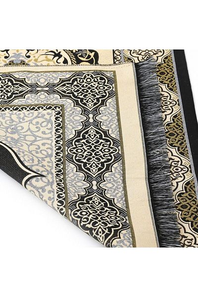 İkranur Gift Taffeta Prayer Rug Black-Gold 68X110 cm - 200 Gr