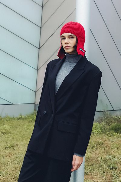 Nordbron Dark Red Knitwear Cotton Stretchy Winter Aaley - Warm Basic Casual Design with Ear Closure