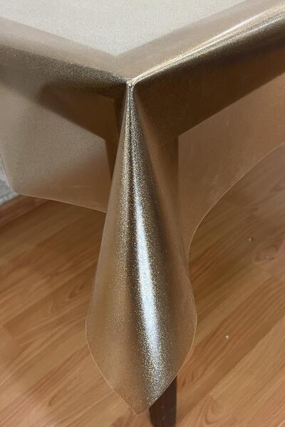 Pimula home Față de masă din pânză uleioasă transparentă cu sclipici din PVC_001