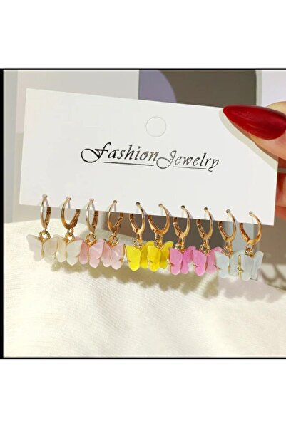 Shiklik MODA مجموعة من 5 أقراط نسائية على شكل فراشة لتعزيز أناقتك
