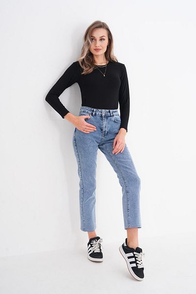ŞİMAL Women's High Waist Leg Laser Cut Mom Jeans 250011   -