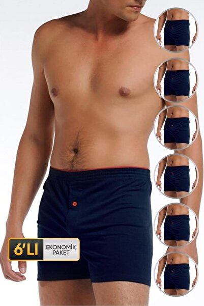 Çift Kaplan Erkek Penye Lacivert Boxer 805 6'lı Ekonomik Paket