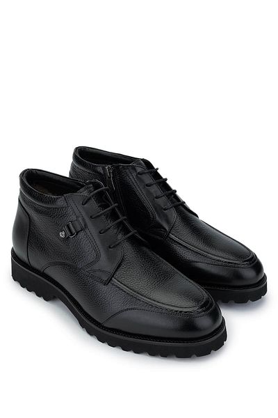 Tamer Tanca Men's Genuine Leather Black Floater Casual Boots