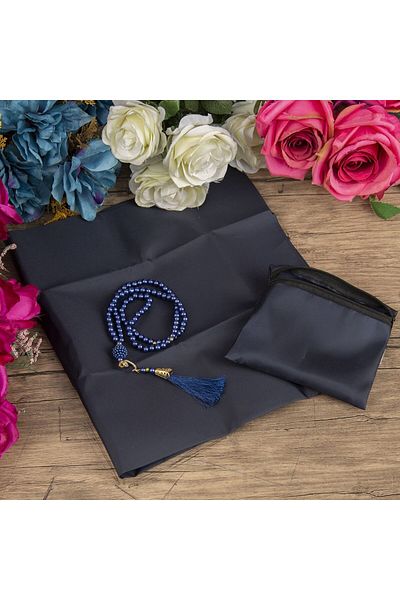 İkranur Mini Pocket Prayer Rug, Pearl Rosary 12x12 cm 145 gr