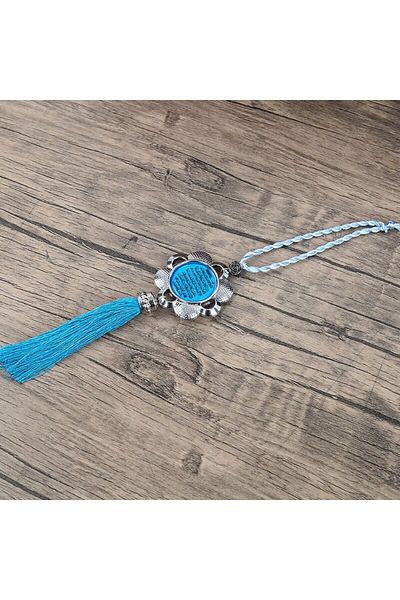 İkranur Ayetel Kursi Written Home and Vehicle Ornament Silver Blue