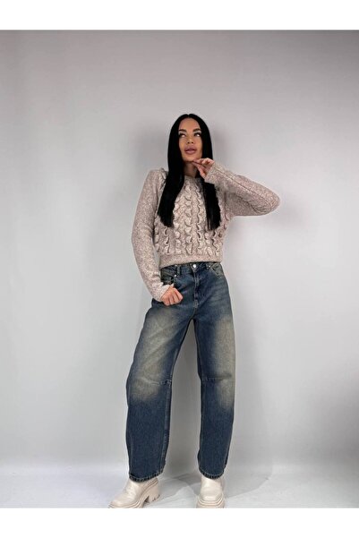 Luca Unique 10642 okrugla kragna Džemper od pletiva sa naborima