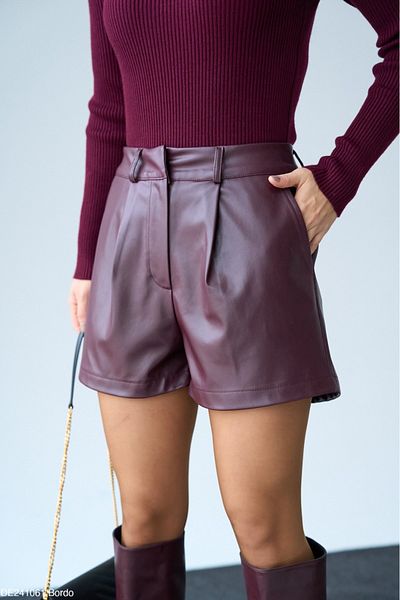 Lupies Women's Burgundy Pocket Leather Shorts