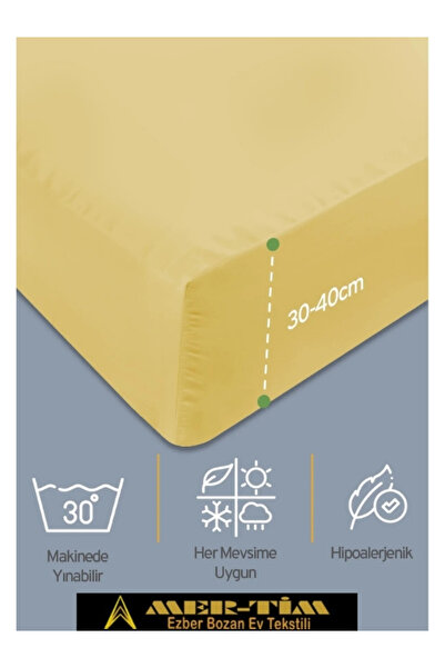 mer-tim ezberbozan ev tekstili Mer-Tim Cotton Ranforce Double Elastic Fitted Sheet and Pillowcase Set