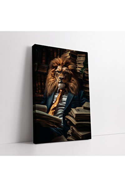 KOSS Dijital Profesorul Leu în costum și cărți pictură decorativă pe pânză, d...