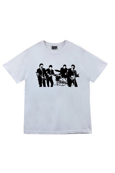 fame-stoned The Beatles Printed Unisex 100% βαμβακερό λευκό μπλουζάκι