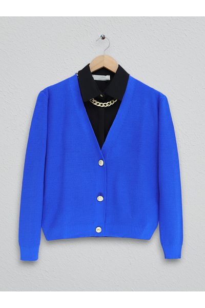 Modamorfo Three Buttoned Thin Knitted Pattern Knitwear Cardigan -Saks