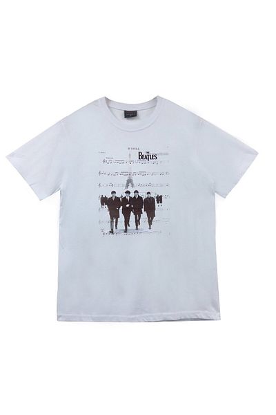 fame-stoned The Beatles Printed Unisex 100% βαμβακερό λευκό μπλουζάκι
