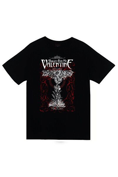 fame-stoned Bullet For My Valentine Baskılı Unisex %100 Pamuk Siyah T-shirt