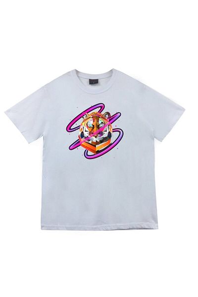 fame-stoned Μπλουζάκι με στάμπα Tiger Unisex 100% βαμβακερό λευκό