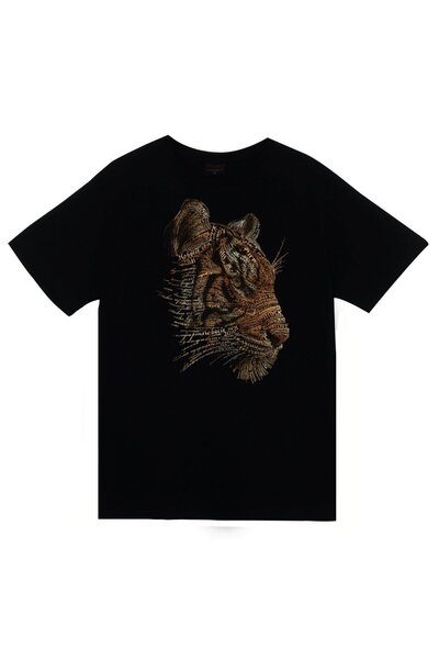 fame-stoned Kaplan Štampano Unisex 100% pamuk Crna T-shirt