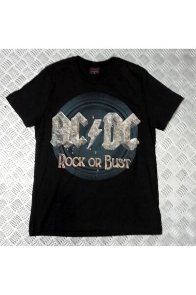 fame-stoned Tricou negru unisex 100% bumbac imprimat Ac-dc Music Band