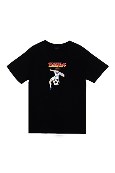 fame-stoned Kapetan Tsubasa Anime Štampano Unisex 100% pamuk Crna T-shirt
