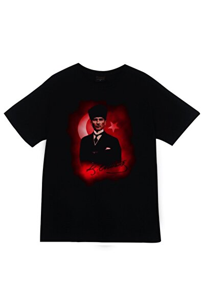 fame-stoned تي شيرت أسود مطبوع للجنسين من غازي مصطفى كمال أتاتورك 100% قطن