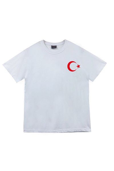 fame-stoned Μπλουζάκι Unisex White Moon Star με στάμπα