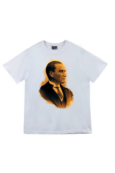 fame-stoned Μπλουζάκι Gazi Mustafa Kemal Atatürk με στάμπα Unisex 100% βαμβακερό λευκό