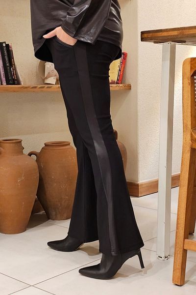 sinemisxxl Leather Detailed Lycra Fiti Spanish Trousers