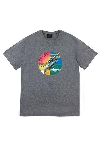 fame-stoned Μπλουζάκι με στάμπα Pink Floyd Unisex 100% Cotton Grey