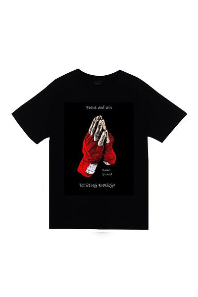 fame-stoned Tricou negru unisex 100% bumbac cu imprimeu Focus And Win Fame
