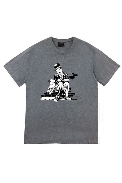fame-stoned Μπλουζάκι Unisex Grey Charlie Chaplin Printed