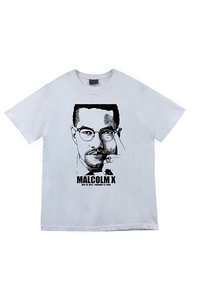 fame-stoned Μπλουζάκι Unisex Λευκό Malcolm X με στάμπα