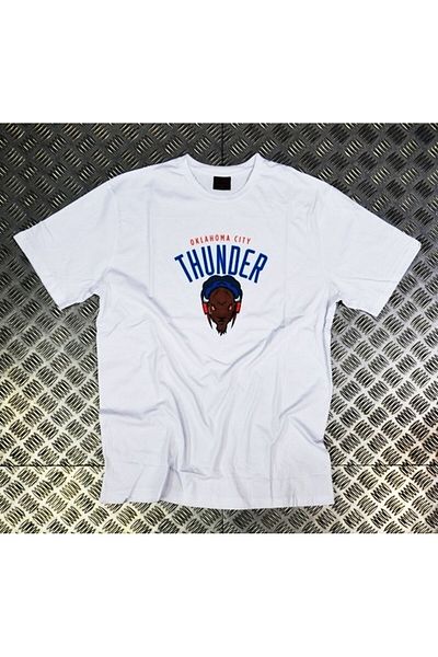 fame-stoned Tricou alb unisex 100% bumbac cu imprimeu Oklahoma City Thunder