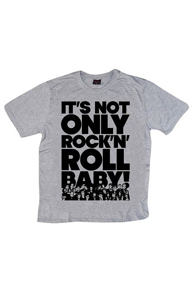 fame-stoned Μπλουζάκι με στάμπα Rock And Roll Unisex 100% Cotton Grey