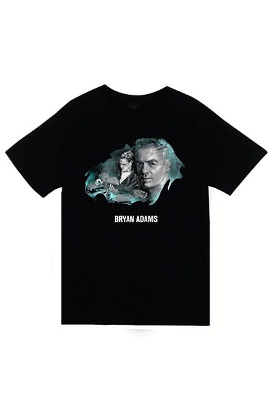 fame-stoned Tricou negru unisex 100% bumbac cu imprimeu Bryan Adams