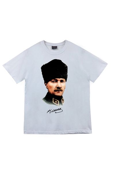 fame-stoned Μπλουζάκι Gazi Mustafa Kemal Atatürk με στάμπα Unisex 100% βαμβακερό λευκό