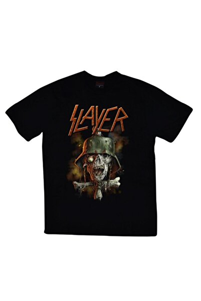 fame-stoned Slayer Printed Unisex 100% βαμβακερό μαύρο μπλουζάκι