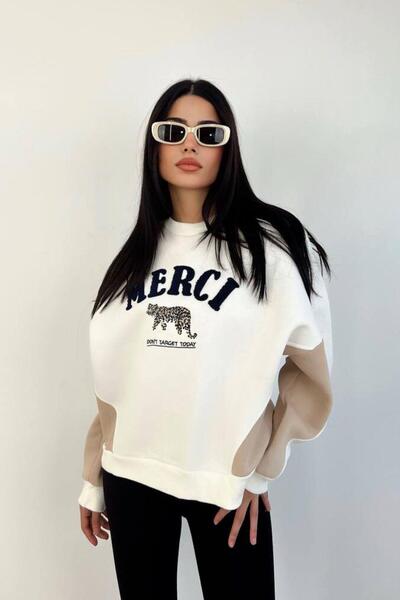 Mossta Sweat alb cu broderie tigru