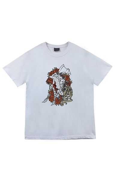 fame-stoned Μπλουζάκι Unisex White Native American Printed