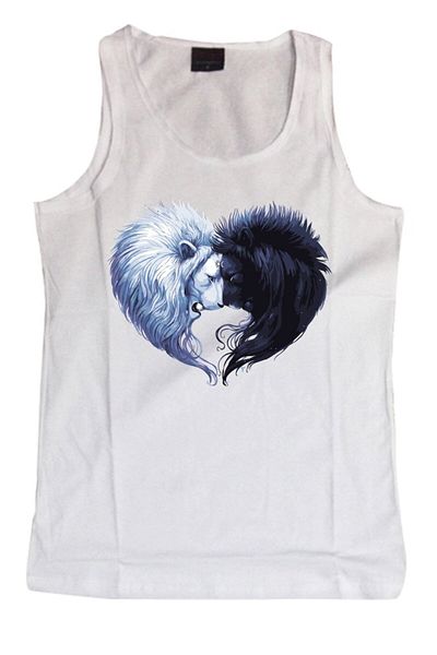 fame-stoned Tricou cu mânecă zero cu imprimeu Ziua Leului și Noapte