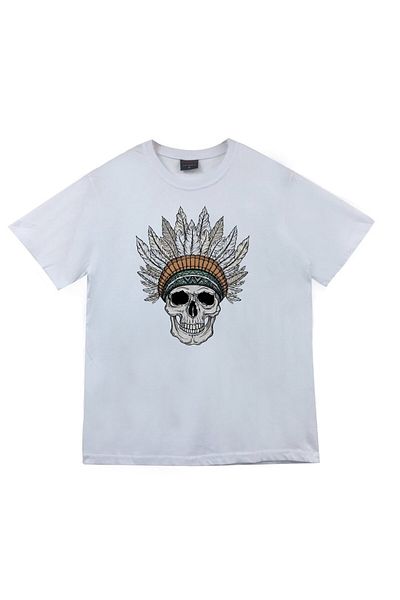 fame-stoned Λευκό μπλουζάκι ιθαγενών Αμερικανών Unisex - Τυπωμένο