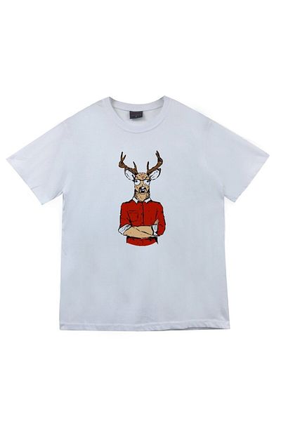 fame-stoned Μπλουζάκι Unisex White Deer Man με στάμπα