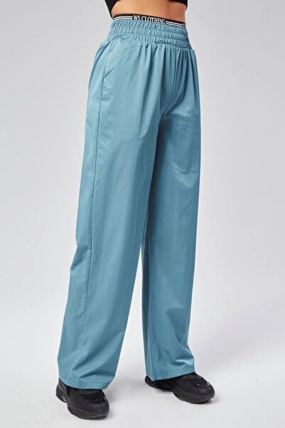 Suziş Women's Petrolo Blue Color Elastic Waist Detailed Wide Leg Pants 50758
